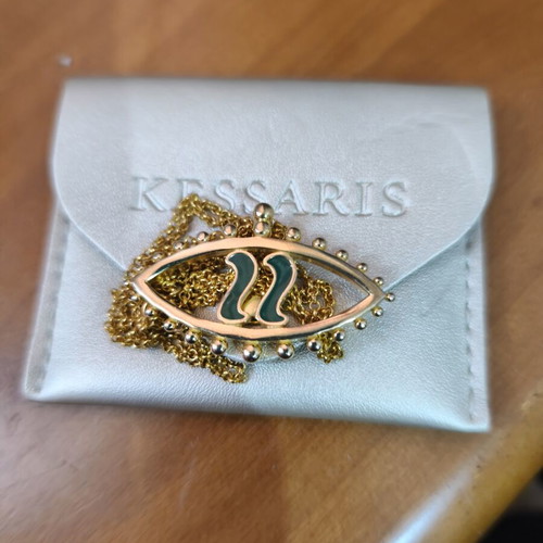 Pendant charm 2022 gold color, like new, green detail