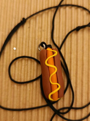 Children's pendant handmade like new, multicolor hot dog