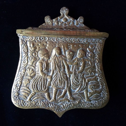 Old brass palaska with the capture of Athanasios Diakos 19th century