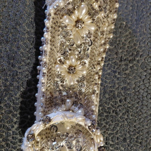 Handmade embroidered bridal belt like new, pearls and crystals