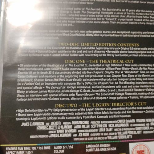 The Exorcist 3 III Legion Blu-Ray like new with English subtitles