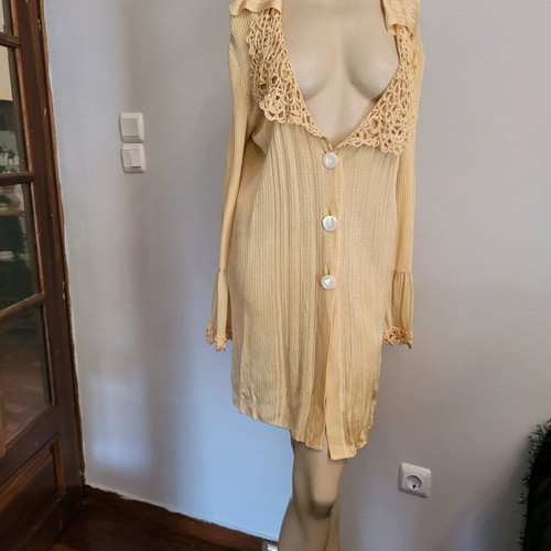 Christian Lacroix cardigan used, gold color with knitted details