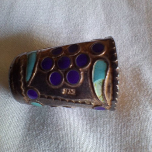Silver thimble with enamel design 925, like new collectible