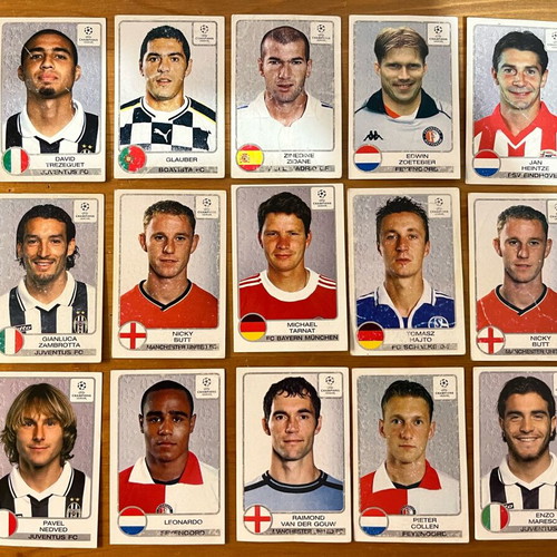 Χαρτάκια Champions League Panini 2001-2002 μεταχειρισμένα, πακέτο 15