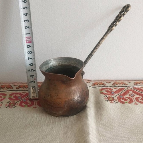 Copper cezve used vintage personal item