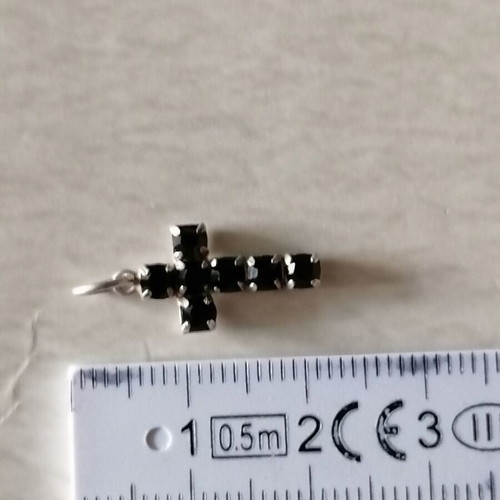 Silver 925 Cross with Black Zircons new