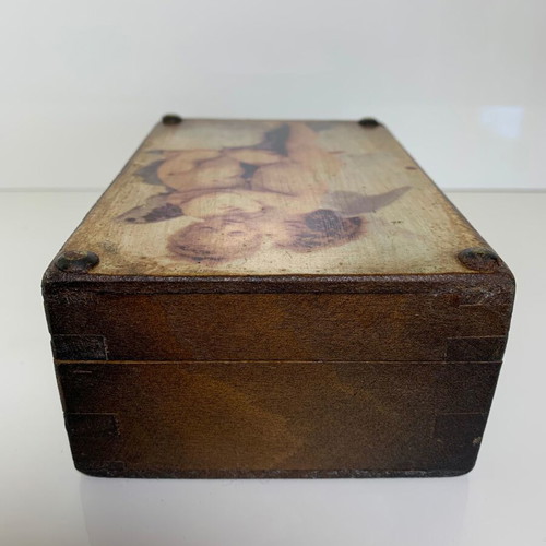 Wooden storage box used with angels