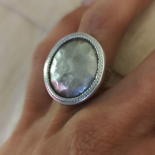 Boho cocktail ring new, adjustable size, silver color