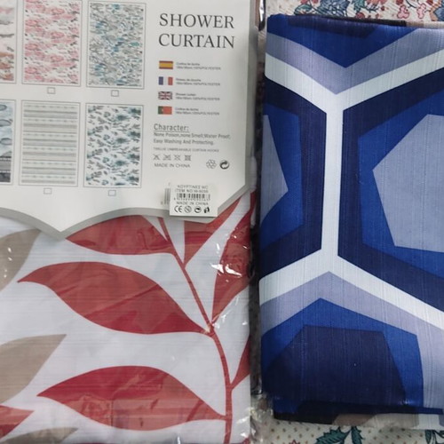 Fabric shower curtains new, set of 2 pieces 180x180 cm