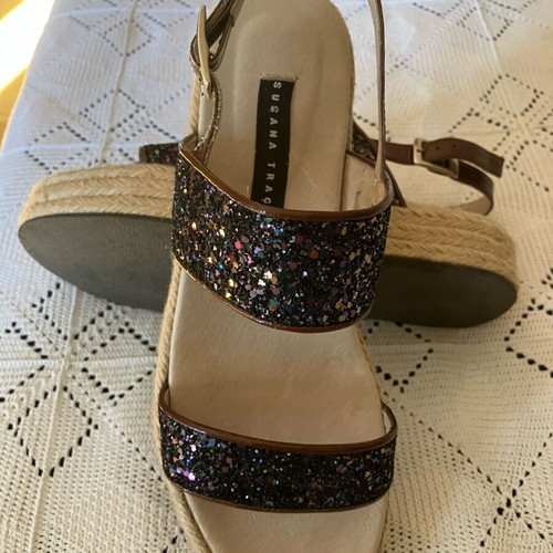 Leather espadrille sandals like new, brown, Suzana Traca