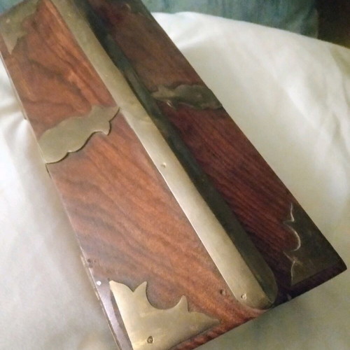 Wooden jewelry box with brass details new brown