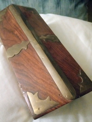 Wooden jewelry box with brass details new brown