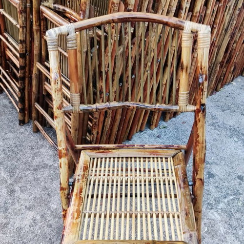 Bamboo folding chairs used, pack of 60 pieces
