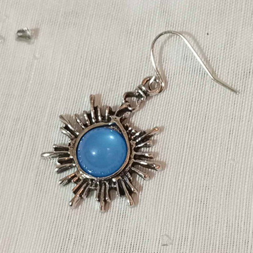 Boho earrings Moon and Sun with blue stones new
