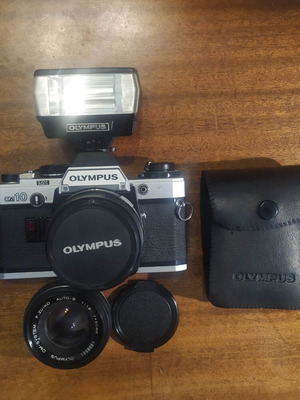 Olympus OM 10 analog camera with two original lenses used
