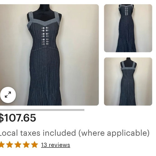 Victorian Edwardian dress Julie Guerlande new, gray denim size 38