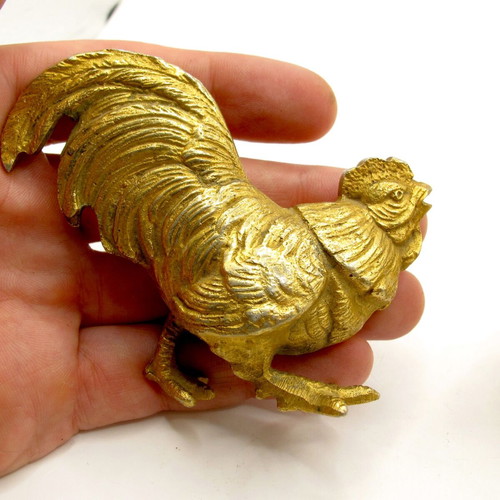 Vintage brass rooster figurines set of 2, India 1970s, like new