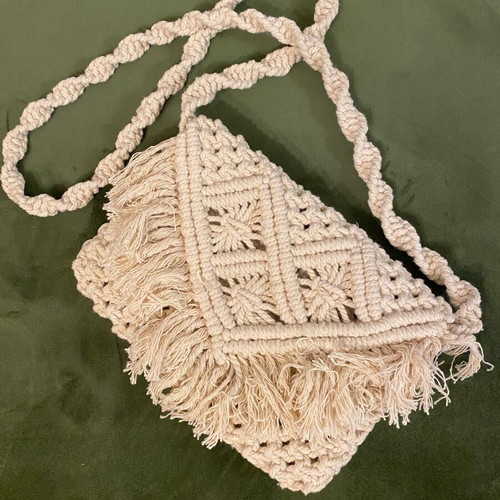 Macrame crossbody bag new, beige