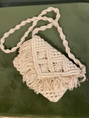 Macrame crossbody bag new, beige