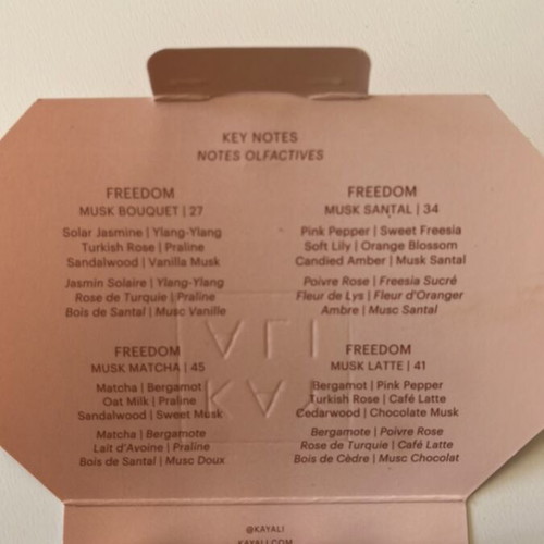 Kayali perfume testers used, Freedom Musk 4x15ml set