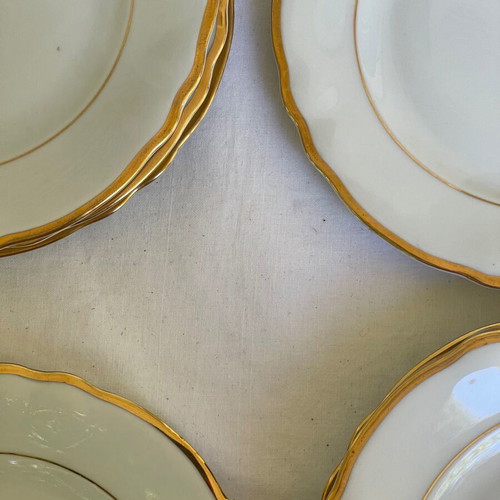 Gebruder Benedikt set of 18 used dessert plates porcelain antique