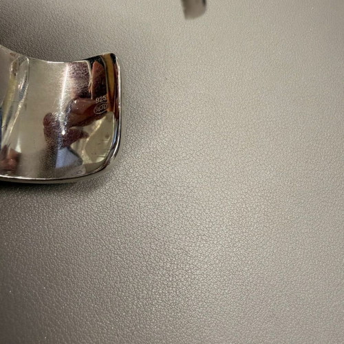 Montblanc Silver 925 Cuff Bracelet with Saffiano Leather like new