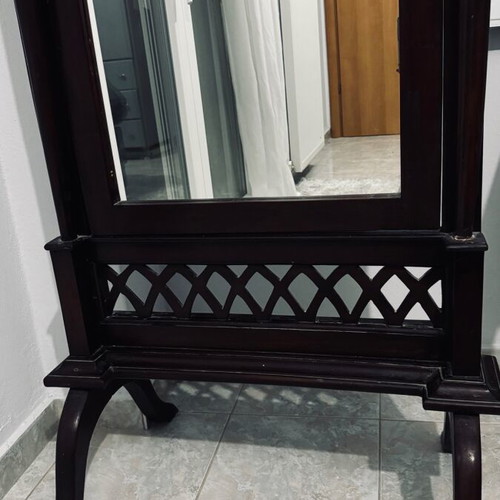 Wooden floor mirror used, dark brown 188x66cm