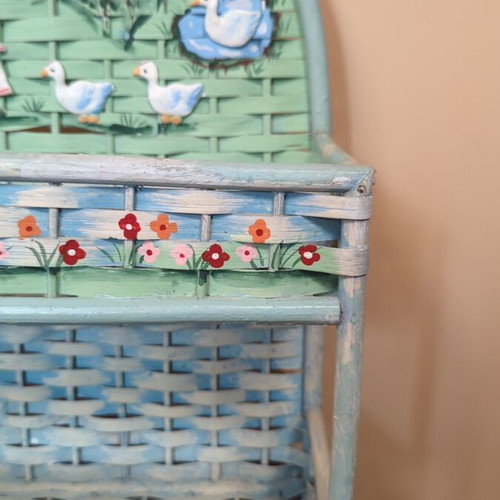 Vintage woven two-level shelf handmade like new