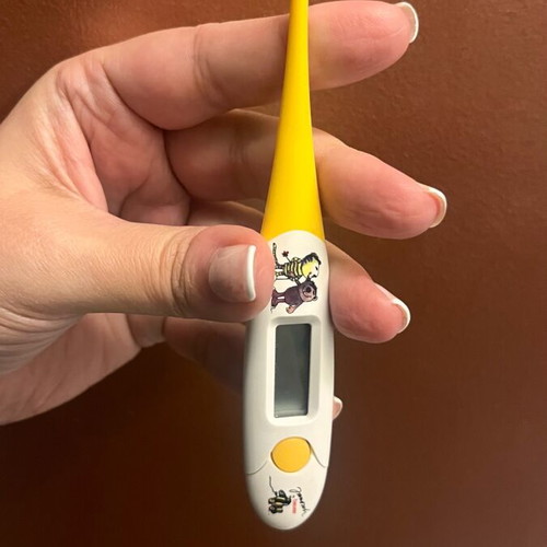 Baby thermometer used with flexible tip for newborns