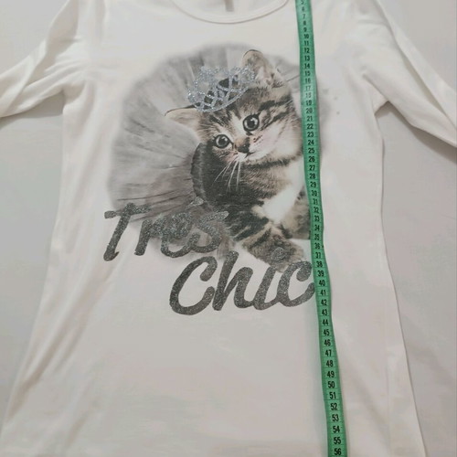 Benetton kids long-sleeve white blouse with cat design cotton like new
