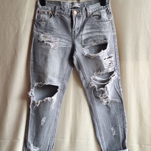 One Teaspoon W27 Awesome Baggies Grey Distressed Jeans like new, S/M