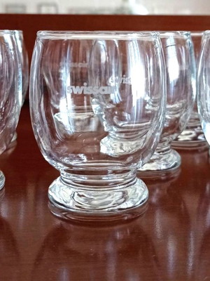 Swissair συλλεκτικά γυάλινα ποτήρια Α' θέσης μεταχειρισμένα, πακέτο 8