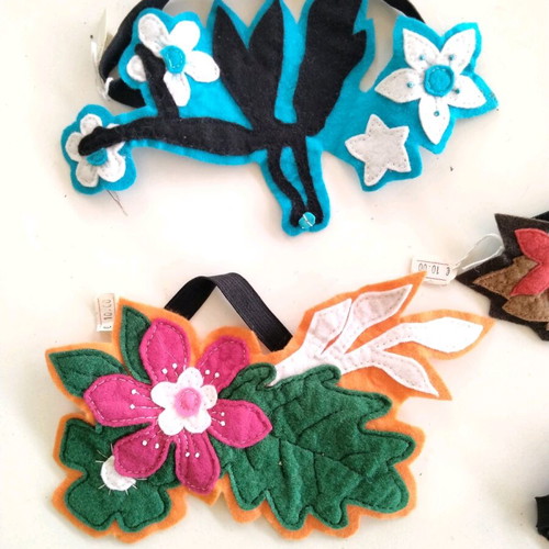 Handmade felt headbands with floral designs