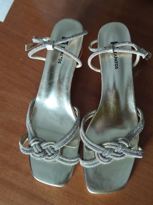 ZAPATOS gold sandals size 44 used with rhinestones