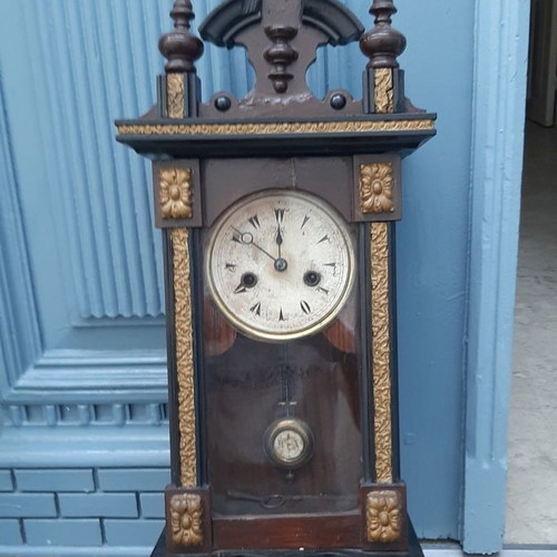 RA Antique Wall Pendulum Clock used, wooden with gold decorations