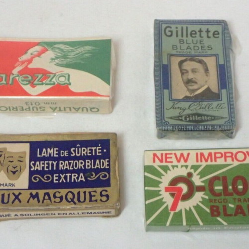 Vintage Safety Razor Blades Collection New Old Stock 4 Packs 1930s-1950s