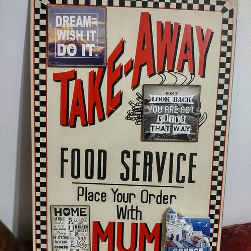 Metal sign used Take-Away food service