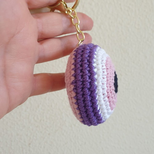 Charm bag keychain eye purple pink crochet new