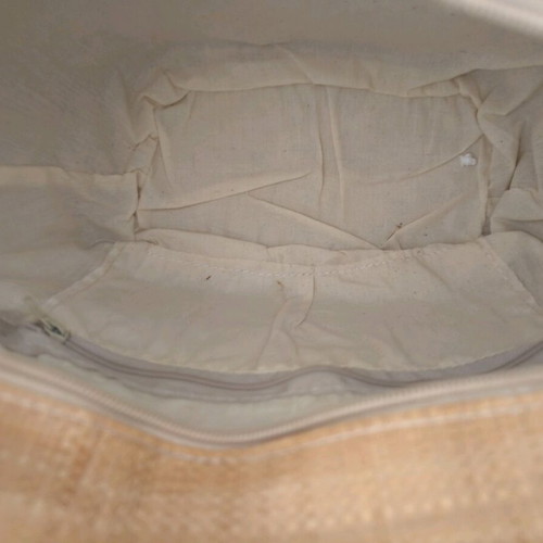 Raffia tote bag Astrup new, beige and brown, wooden handles
