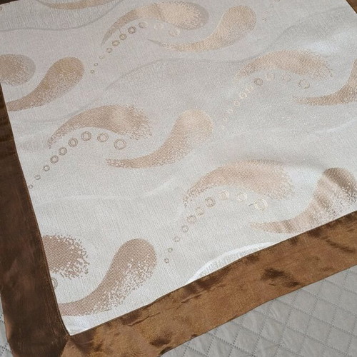 Silk scarf beige with brown satin trim like new