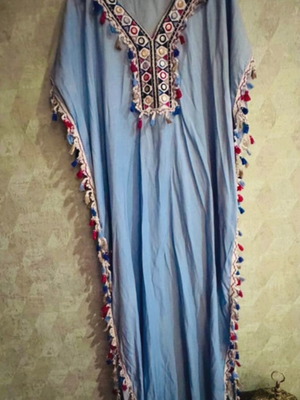 Boho caftan dress Lisa Paris, blue, one size