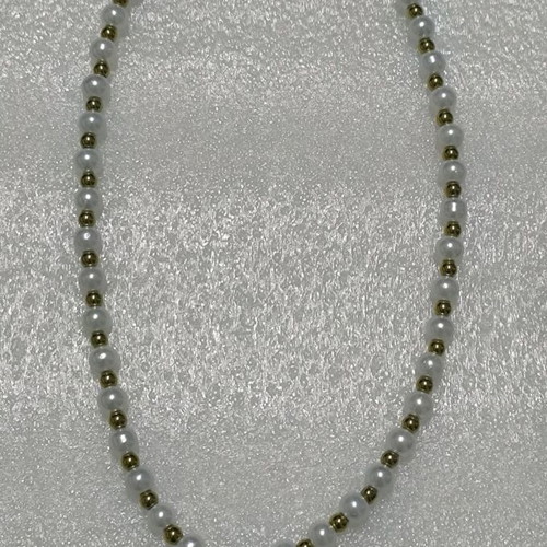 Handmade necklace with glass pearls and gold hematite balls new