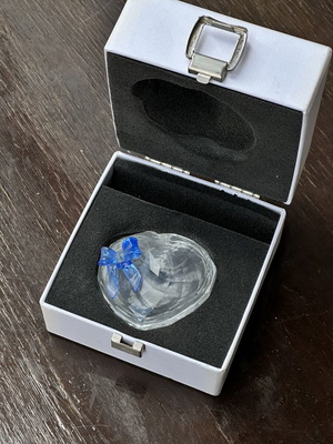Swarovski κρυστάλλινη καρδιά με μπλε φιόγκο και κουτί
