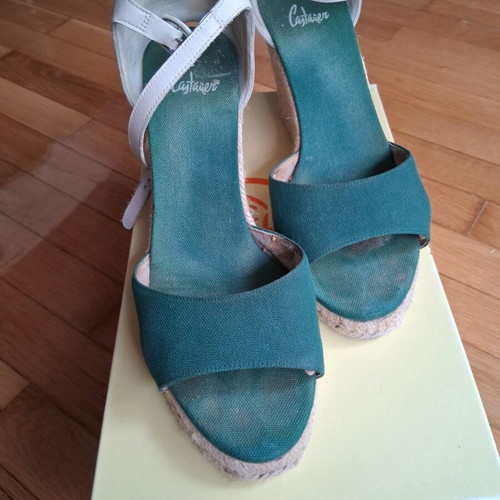 Castaner wedge espadrille sandals used, green, size 39