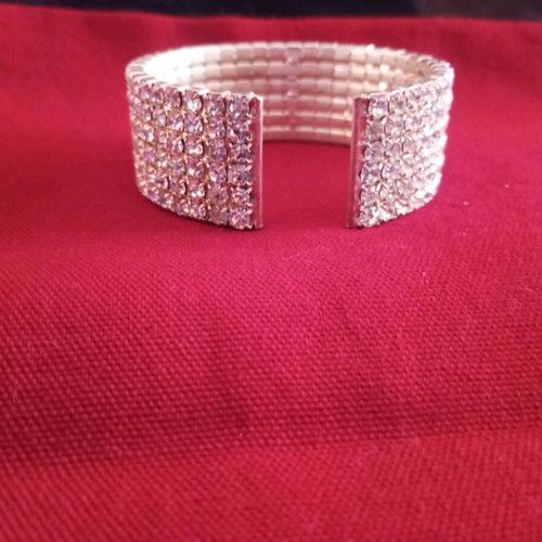 Enzzo Vintage '00s Cuff Bracelet with 5 Rows of Sparkling Rhinestones like new