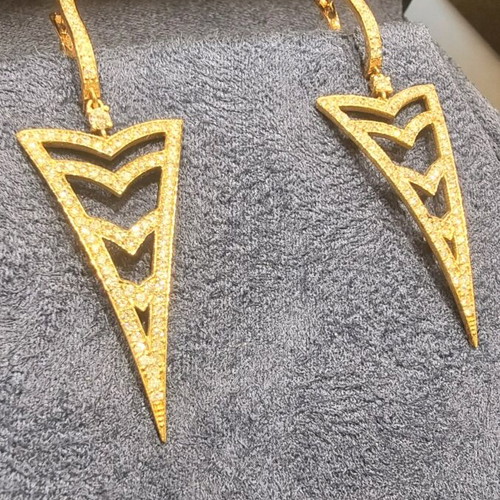 18K rose gold earrings with brilliant cut diamonds new
