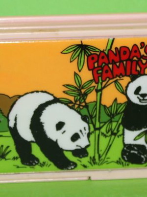 Κασετίνα με κουμπιά και σχέδιο panda family