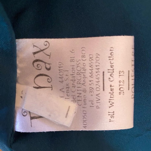 Tenax crepe dress like new, long sleeved with ruffles, petrol green