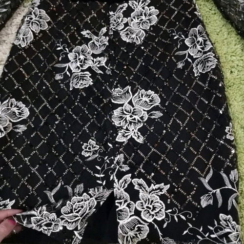 Lipsy London long sleeve lace and sequin midi dress new, black and white, size S/M