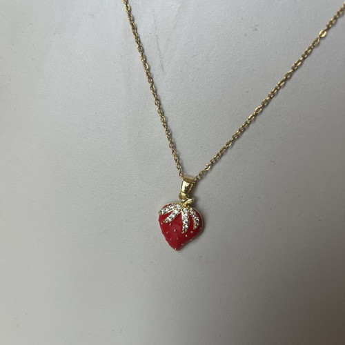 Strawberry necklace gold color made to order